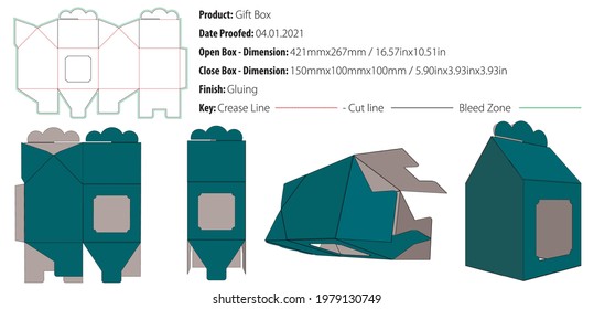 Gift box packaging design template gluing die cut - vector