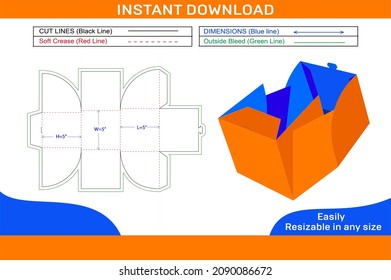 Gift box packaging dieline template and 3D box design color changeable and editable file