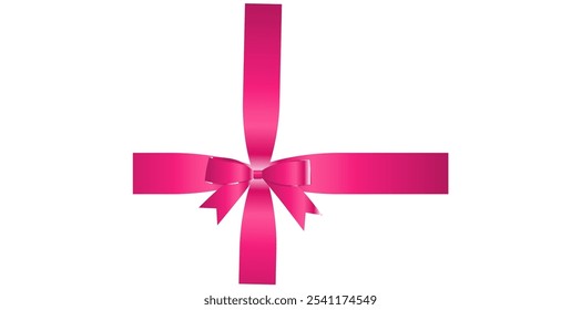 Gift Box Packaging Supplies On White Background, Gift Bow With Ribbons Vector Illustration.	