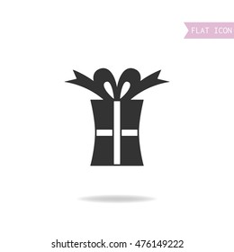 Gift box. Packing for surprise. Flat black icon. Vector illustration