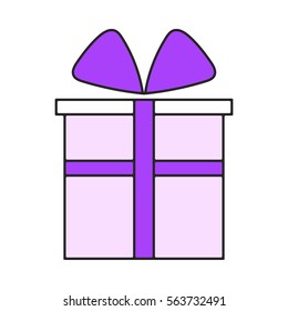 Gift box. Packing for surprise. Flat color icon. Vector