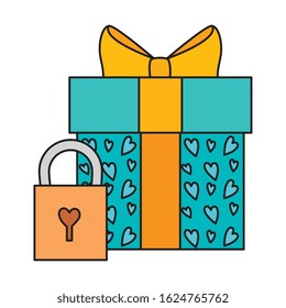 gift box with padlock isolated icon vector illustration design
