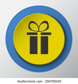 gift box paper icon with shadow. Vector illustrations.