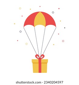 gift box with parachute icon vector