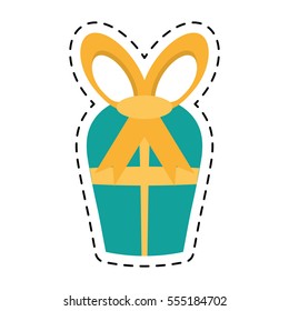 gift box party present yellow bow line dotted vector illustration eps 10