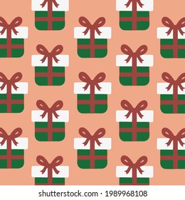 Gift Box Pattern Background. Social Media Post. Christmas Vector Illustration.
