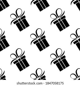 
gift box pattern. black silhouette gift box. Vector flat illustration