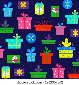 GIFT BOX pattern. Collection of vector colorful Christmas present boxes. Holiday seamless pattern.Ê
Vector illustrator