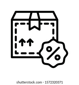 gift box and percentage coupon or discount card vector in lineal style