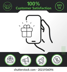 Caja de regalo en elementos gráficos de iconos vectoriales de teléfono para su trabajo - Diseño moderno