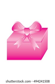 gift box with pink bow isolated on white background vector