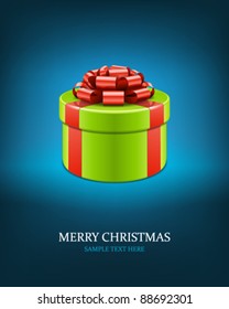 Gift box with pink bow and ribbon isolated on white. Vector background eps 10.