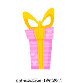 Gift box pink cartoon icons vector illustration on a white background. Great design for any purposes.