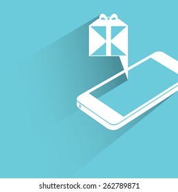 gift box pop up on mobile phone