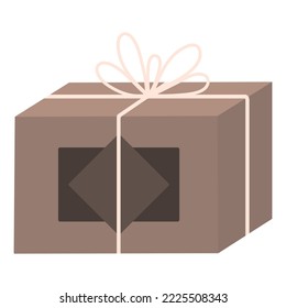Caja de regalo con postales de color beige. Paquete de regalo. Regalo de Navidad. Ilustración vectorial de un regalo de Navidad.