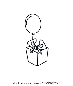 gift box present with balloon helium