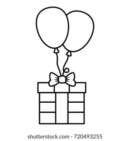 gift box present with balloons air