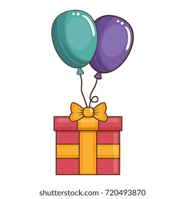 gift box present with balloons air