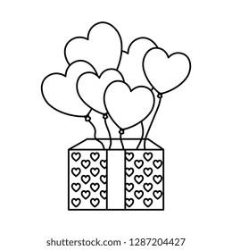 gift box present with balloons helium