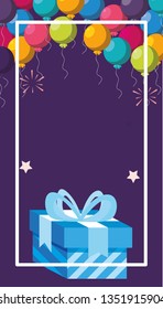 gift box present with balloons helium frame