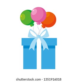 gift box present with balloons helium