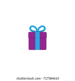 Gift box present with bow. Flat style vector illustration.