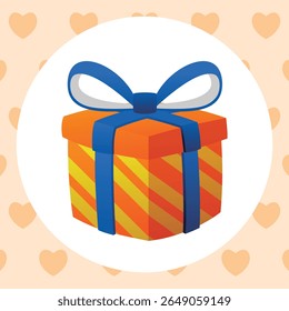 Gift Box Present with Bright Colorful Wrapper 3 d Cartoon Vector