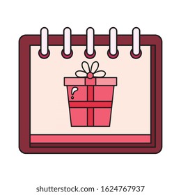 gift box present in calendar isolated icon vector illustration design