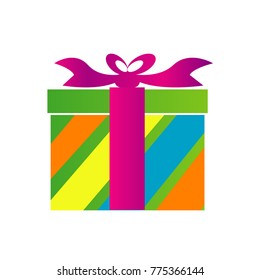 gift box present with colorful style icon isolated background