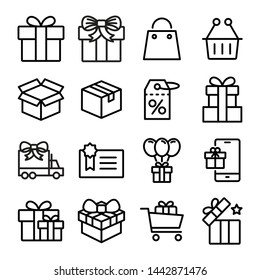 	
Gift Box, Present, Discount Offer Line Icon Set Isolated On Transparent Background. Price Tag, Gift Card, Search Sale Signs. Vector Outline Stroke Symbols For Christmas, New Year Surprise Design