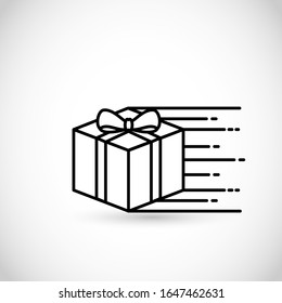 Gift box, present fast delivery thin line style vector icon