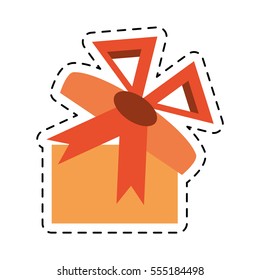 gift box present festive decoration line dotted vector illustration eps 10