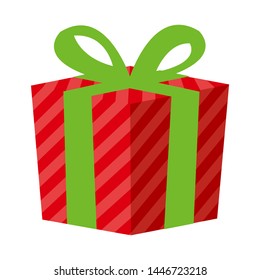 Gift box ( present box ) flat vector illustration (Striped pattern)
