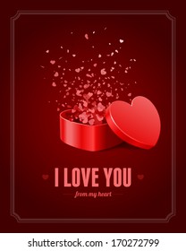Caja de regalo con corazones de mosca. ... Feliz día de San Valentín. 
