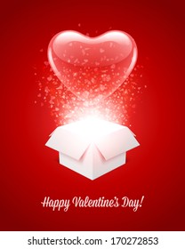 Caja de regalo con corazones de mosca. ... Feliz día de San Valentín. 