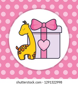 gift box present with giraffe