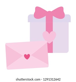 gift box present with heart and envelope