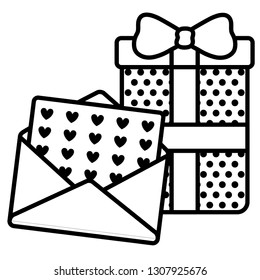 gift box present with heart and envelope