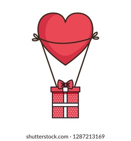 gift box present with heart floating