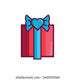 gift box present with heart love line and fill style vector illustration design