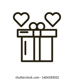 gift box present with hearts love vector illustration design