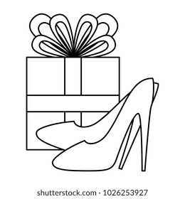 gift box present with high heel shoes