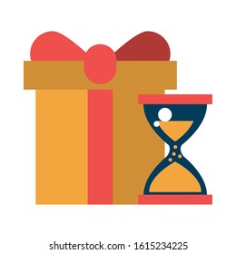 gift box present with hourglass vector illustration design
