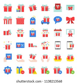 Gift box or present box icon, flat design