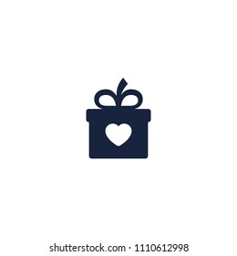 gift box, present icon with heart
