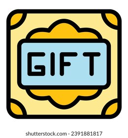 Geschenkbox präsentiert Symbol-Umrandungsvektor. Programmtreue. Online-Service-Farbe flach