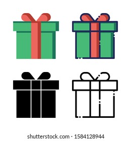 Gift Box Present Icon Set - Winter Holidays