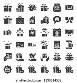 Gift box or present box icon, solid style