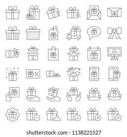 Gift box or present box icon, thin line