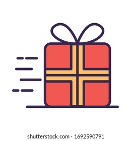 gift box present line and fill style vector illustration design